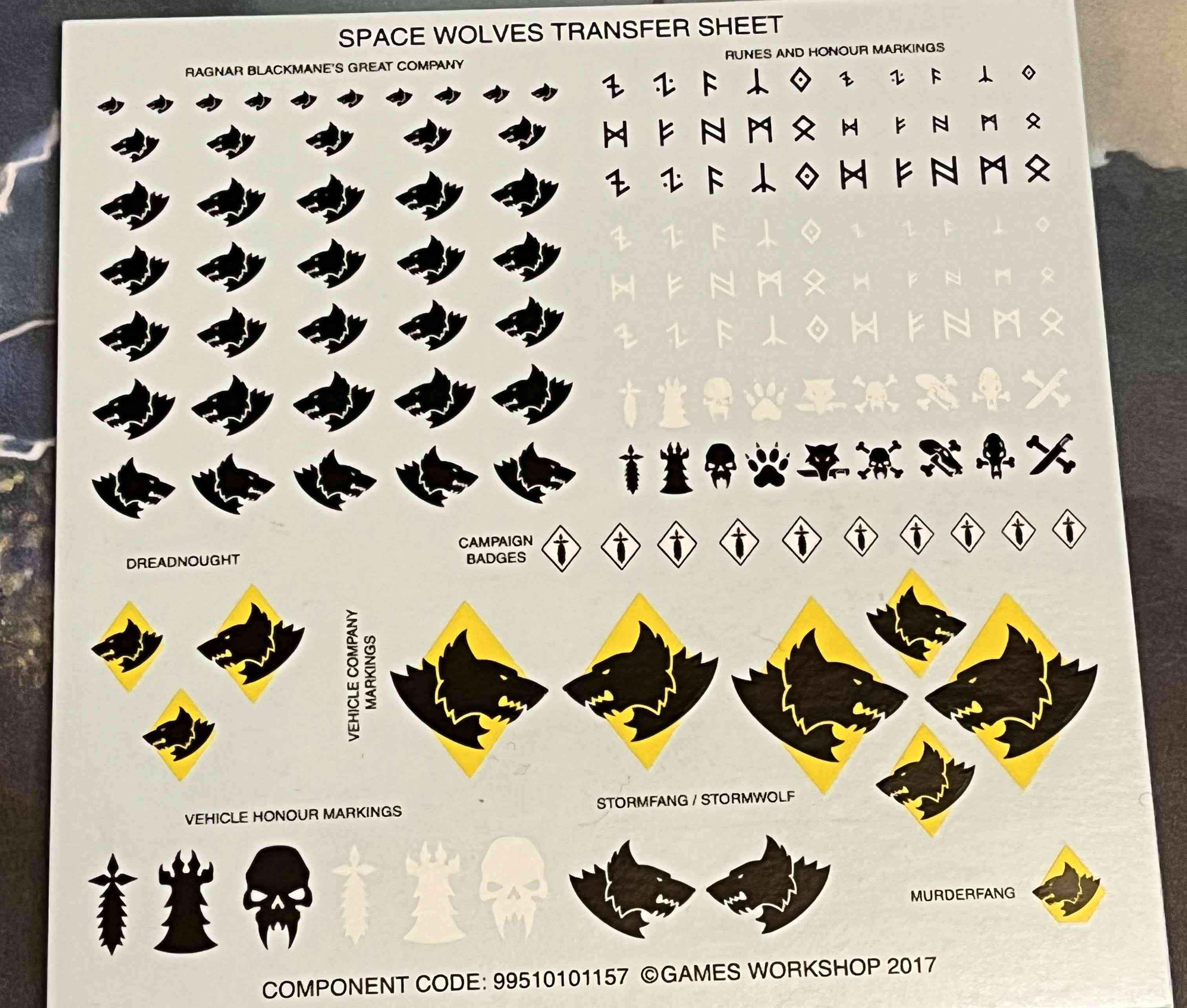Space Wolves Decal Transfersheet