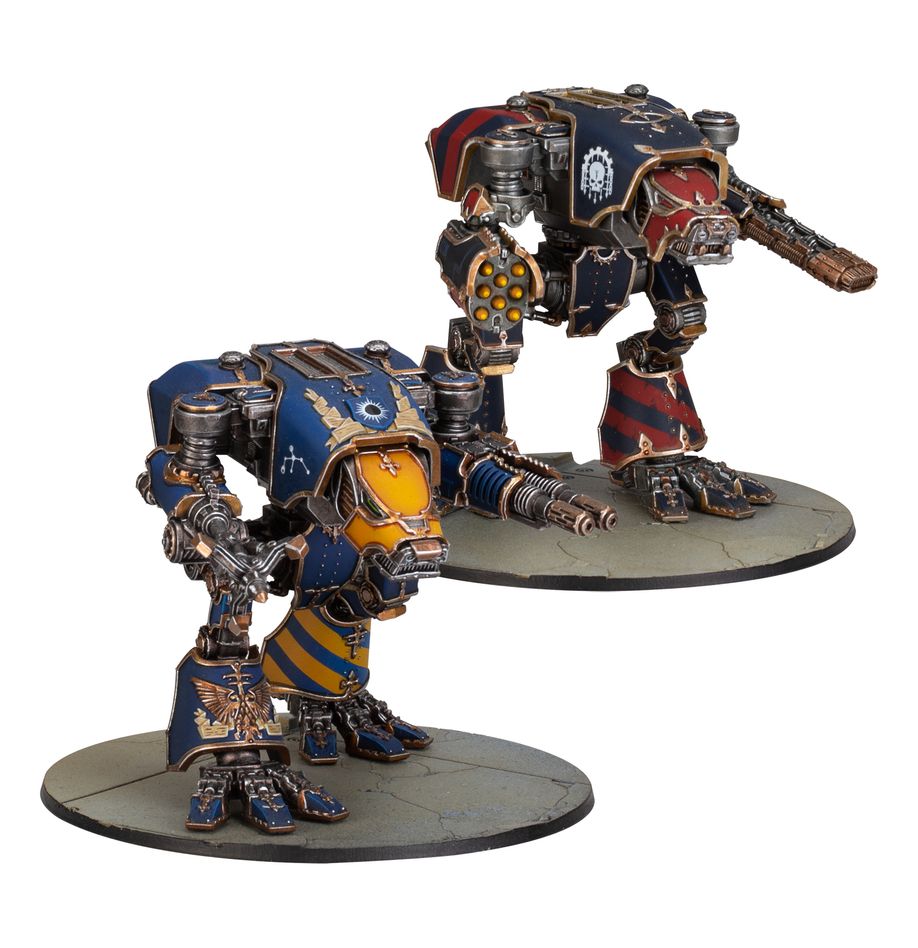 LEGIONS IMPERIALIS: WARHOUND TITANS MIT URSUS CLAWS UND MELTA LANCES LEGIONS IMPERIALIS: WARHOUND TITANS MIT URSUS CLAWS UND MELTA LANCES
